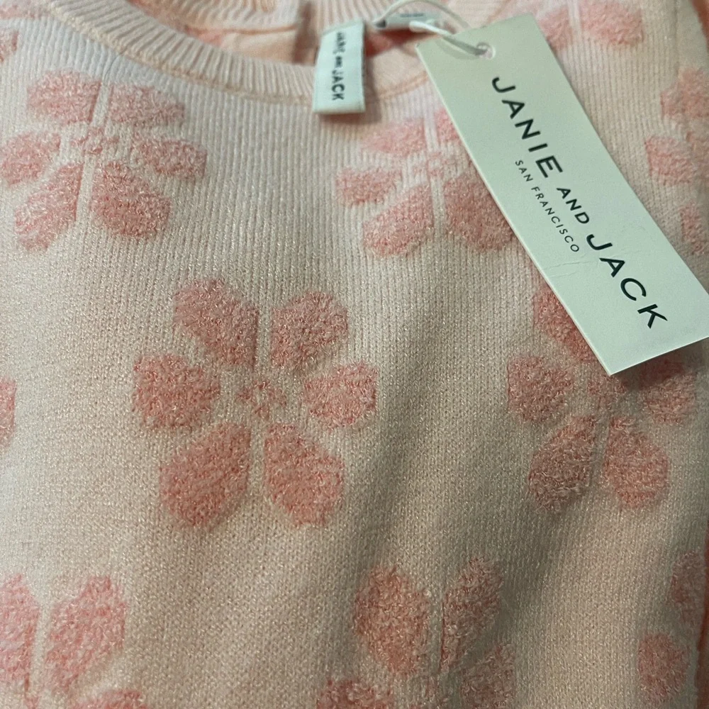 NWT Janie and Jack Pink Floral Knit Sweater Dress 4